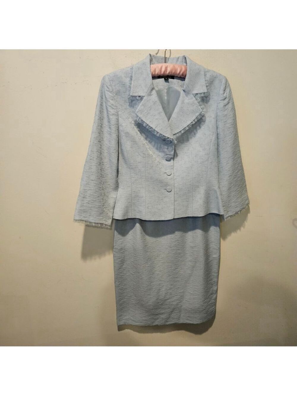 Women's b.bennett Vintage 90s Light Blue Skirt Suit Size 8